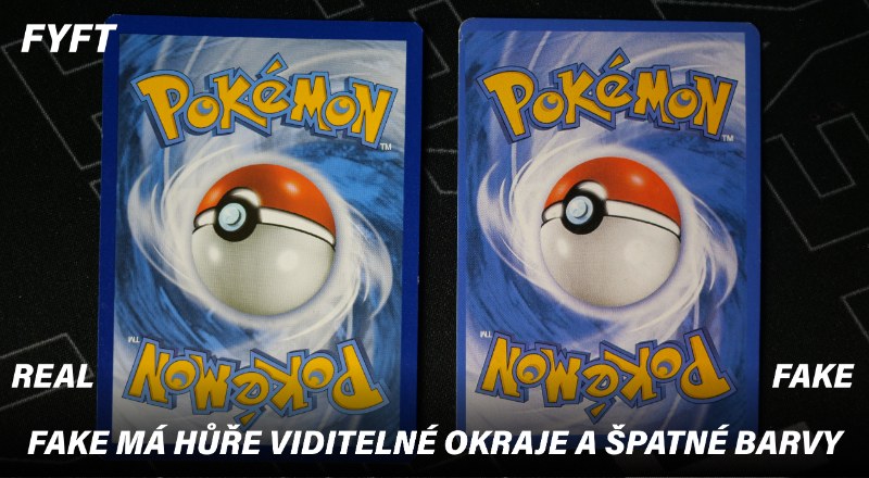 Fake pokémon karty mají horší barvy